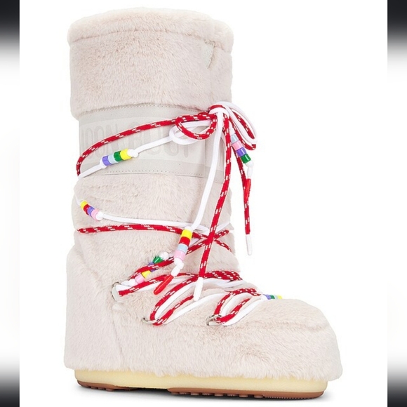 Moon Boot Faux Fur Beaded Snow Boots MSRP $595 - Picture 1 of 17